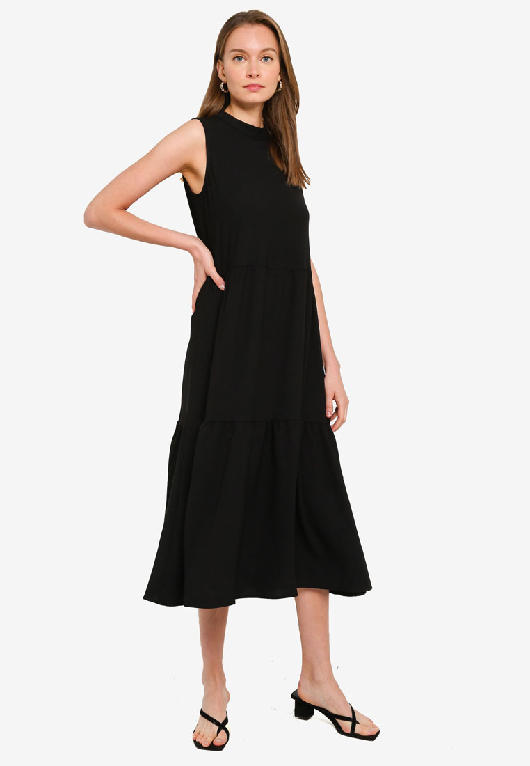 Trendyol Black Tier Wide Cut Midi Dress