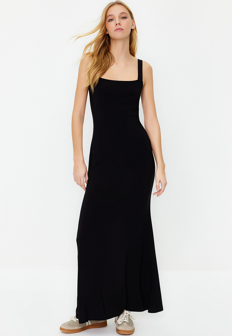 Trendyol Fitted Square Neck Maxi Dress
