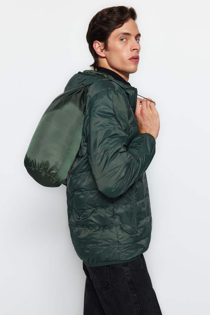 Trendyol Khaki Men's Regular Fit, Water/Wind Resistant Lightweight Down Jacket with Portable Bag