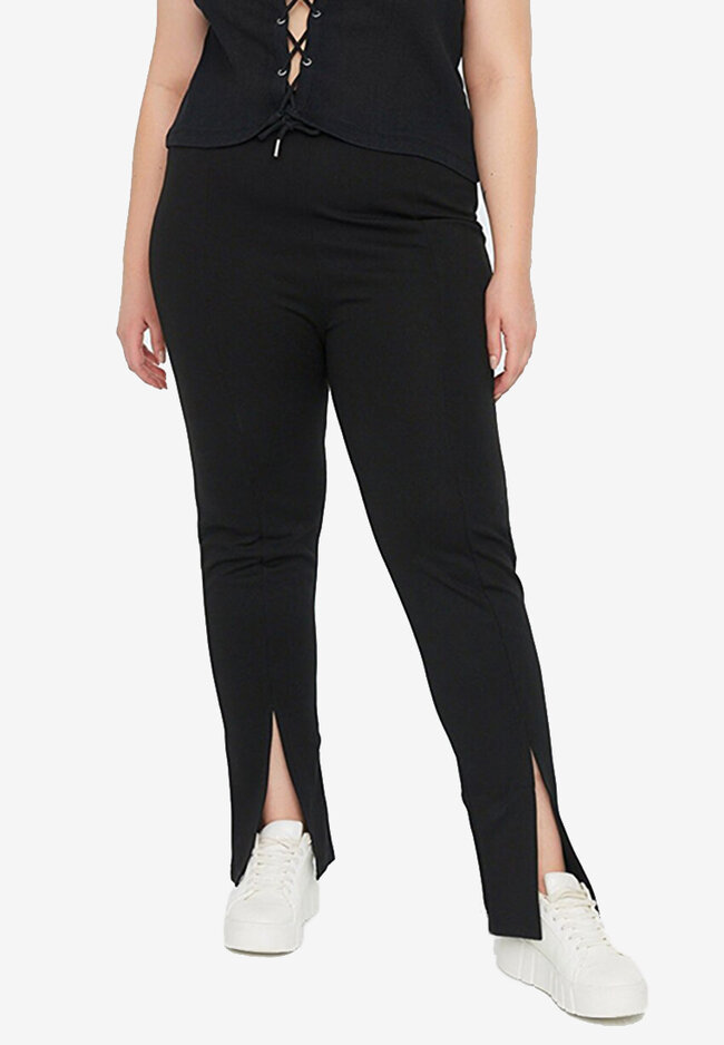 Trendyol Plus Size Slit Knitted Trousers