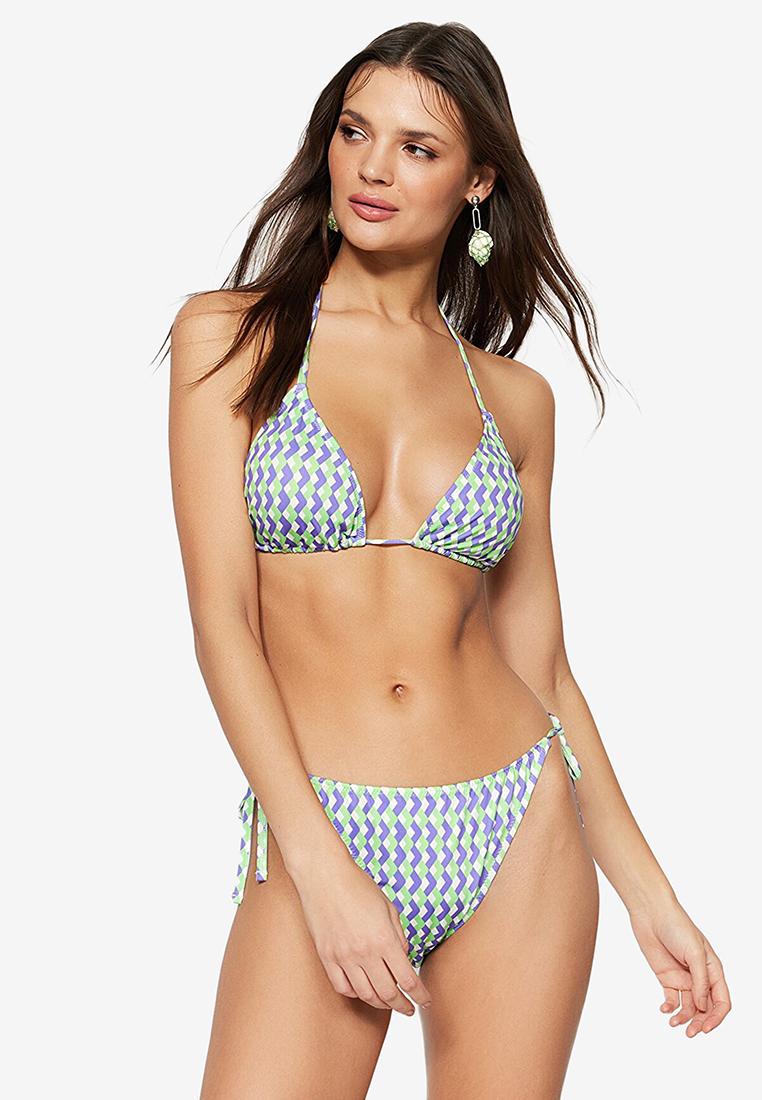 Trendyol Geometric Print Bikini Top & Bottom Set