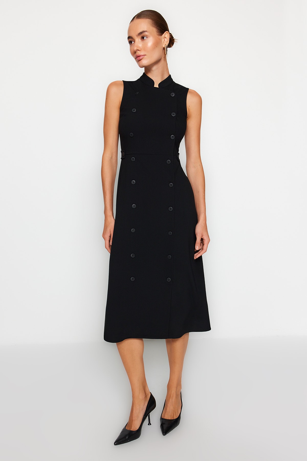 Trendyol Knit Collar Dress With Buttons
