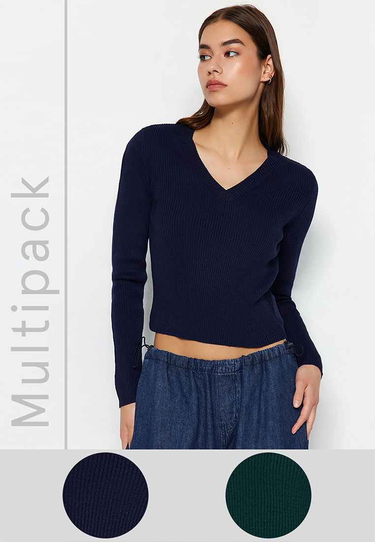 Trendyol Navy Blue-Khaki Sweater