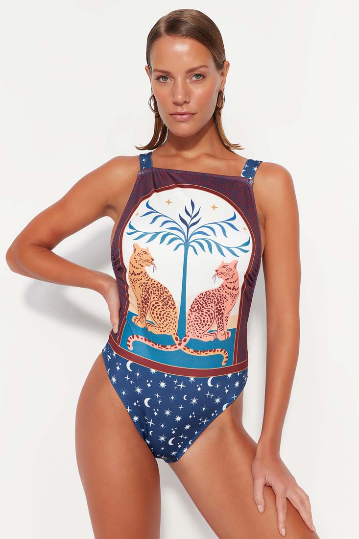 Trendyol Patterned Square Neck Swimsuit