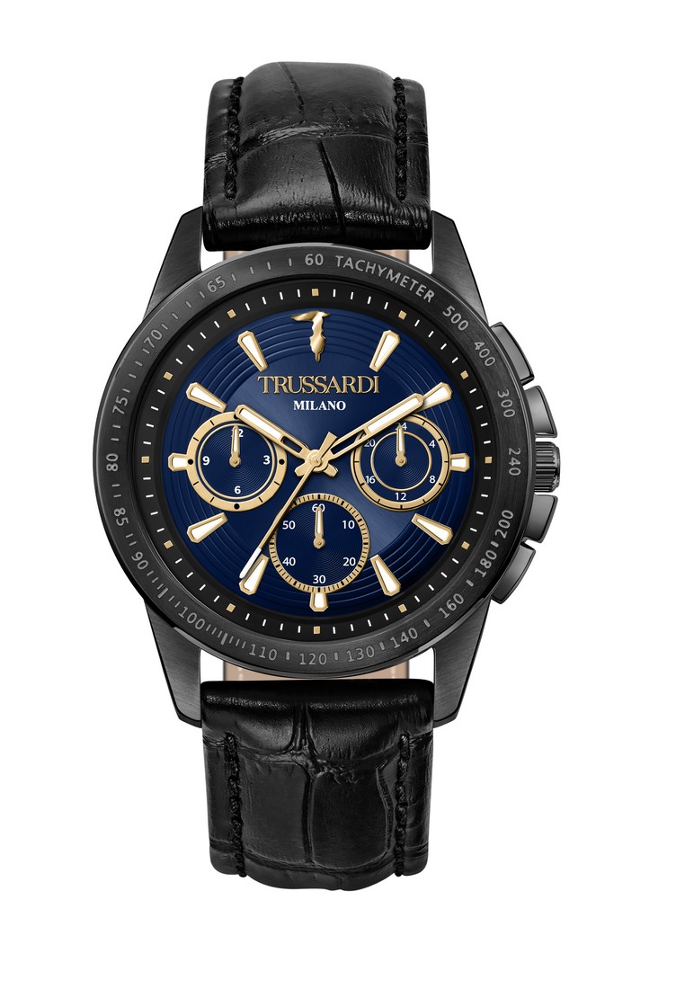 【2年保修】 Trussardi T-Hawk系列 44mm 藍色錶盤 男士石英腕錶 R2451153001