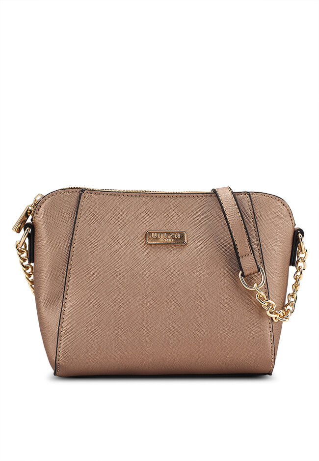Unisa Saffiano Sling Bag With Metal Chain Strap