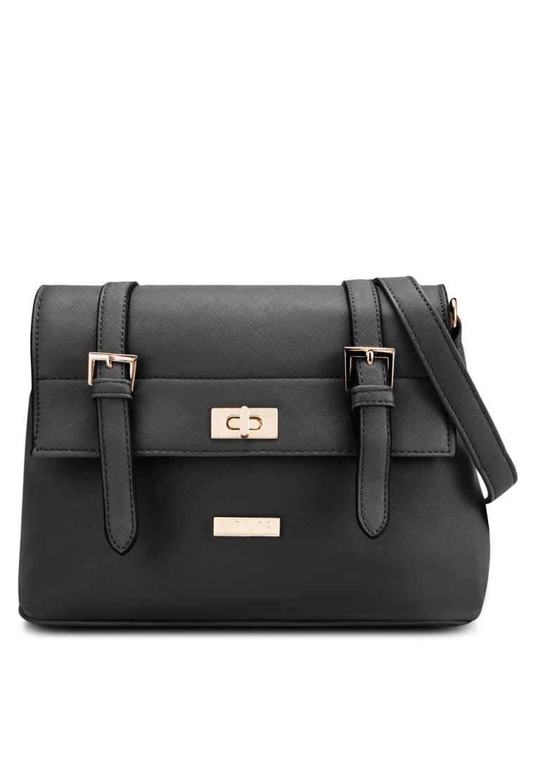 Unisa Saffiano Texture Mini Sling Bag With Turn Lock