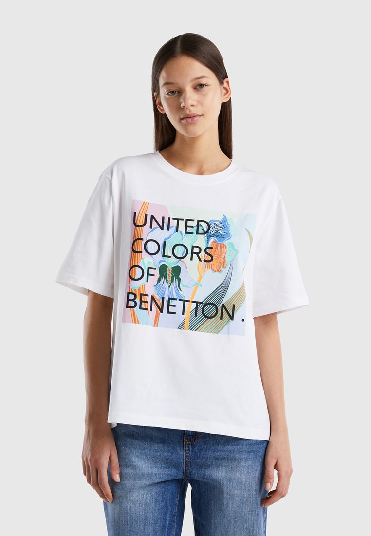 United Colors of Benetton Comfort Fit 膠印LOGO短袖T恤