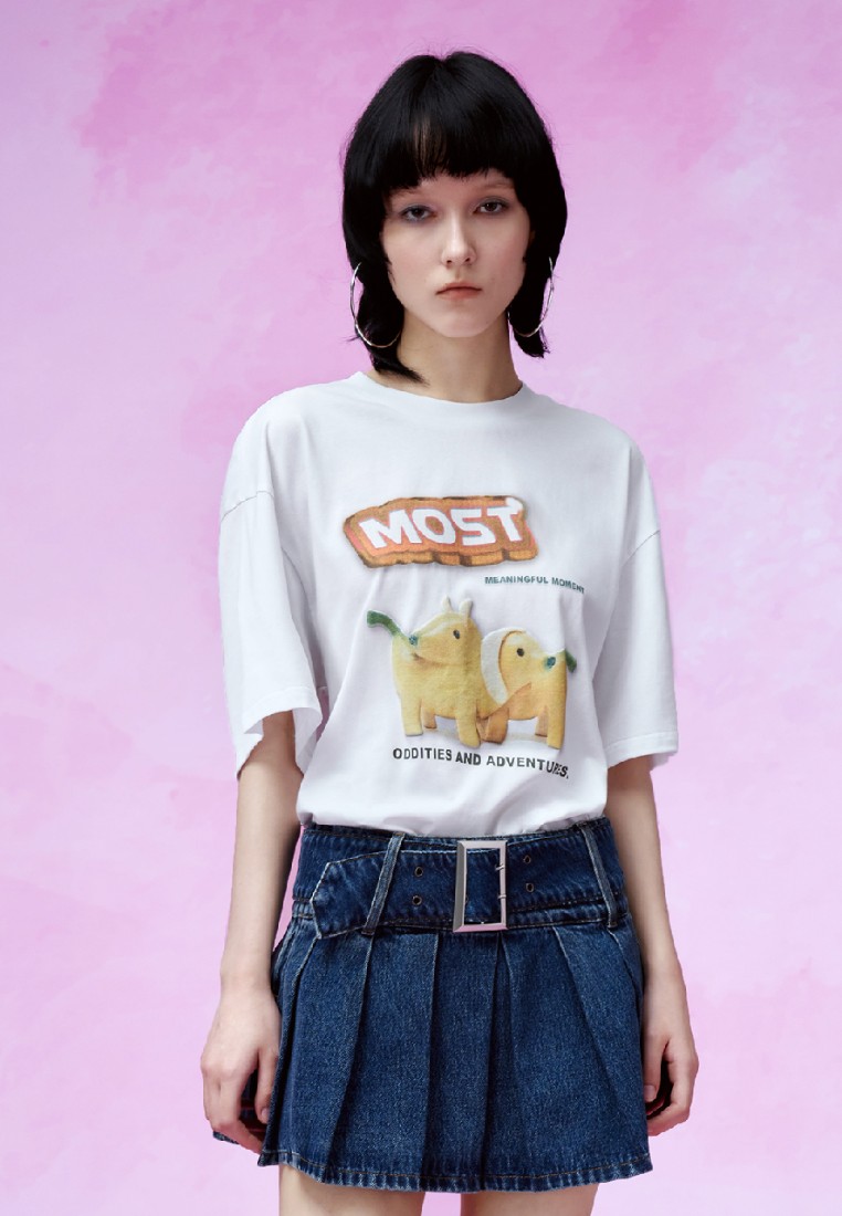 Urban Revivo 女裝美式個性印花街頭風潮流棉質短袖T恤