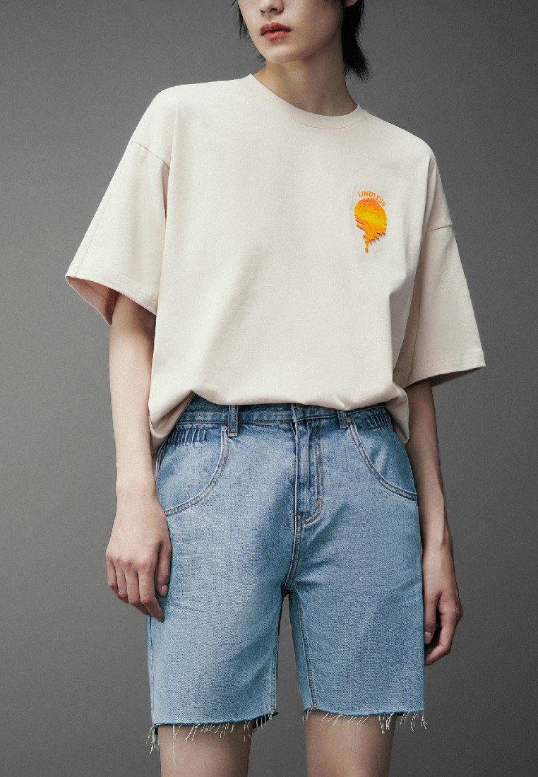 Urban Revivo 女裝美式休閒風印花廓形寬鬆棉質套頭T恤