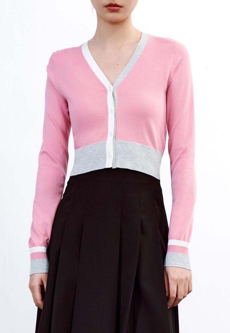 Urban Revivo Color Block Fitted Cardigan