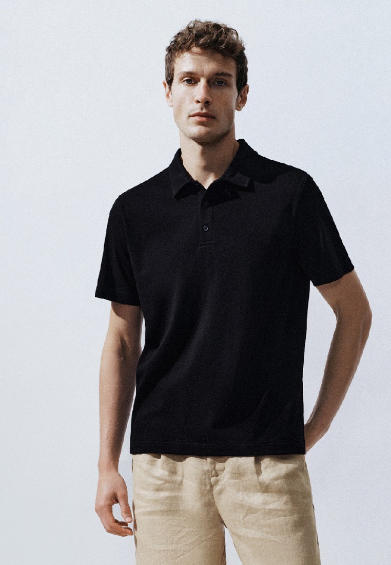 Urban Revivo 男裝時尚商務風純色Polo馬球衫短袖T恤