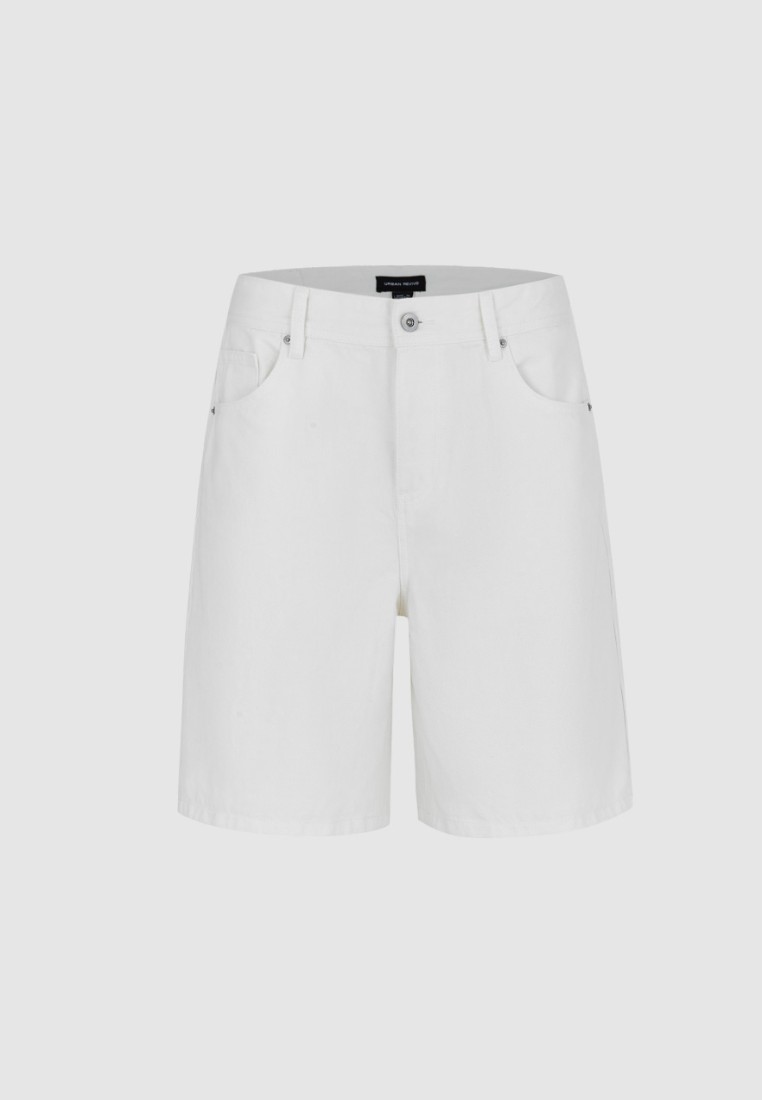 Urban Revivo UR夏季新款男輕熟風時尚氣質純色寬鬆廓形牛仔短褲UMU832022