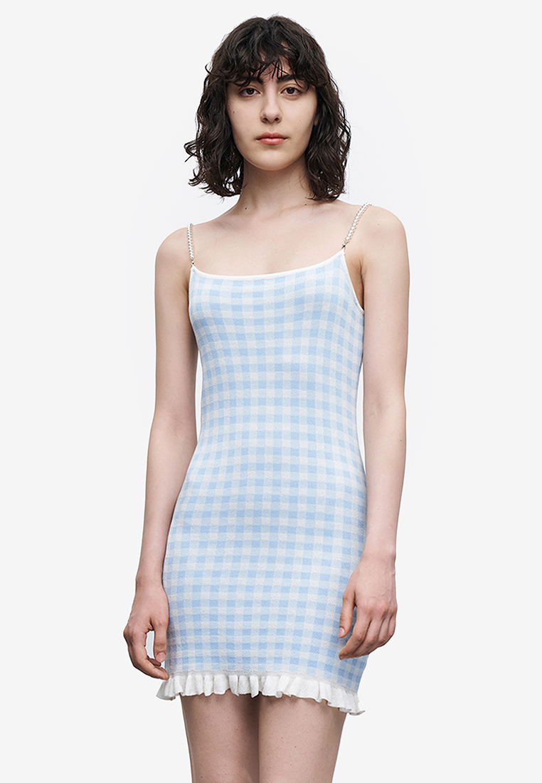 Urban Revivo Checkered Frill Trim Cami Dress