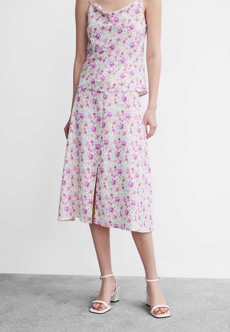 Urban Revivo Floral Print A-Line Skirt
