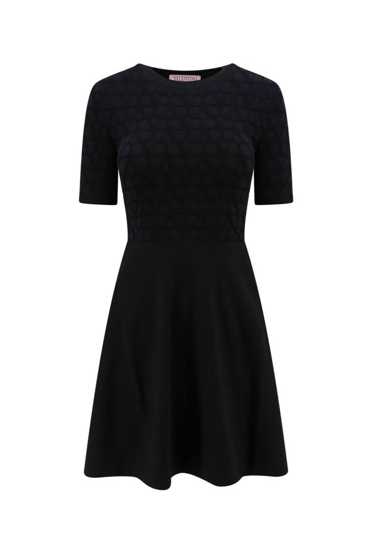 Valentino Stretch viscose dress with Toile Iconographe motif - VALENTINO - Black