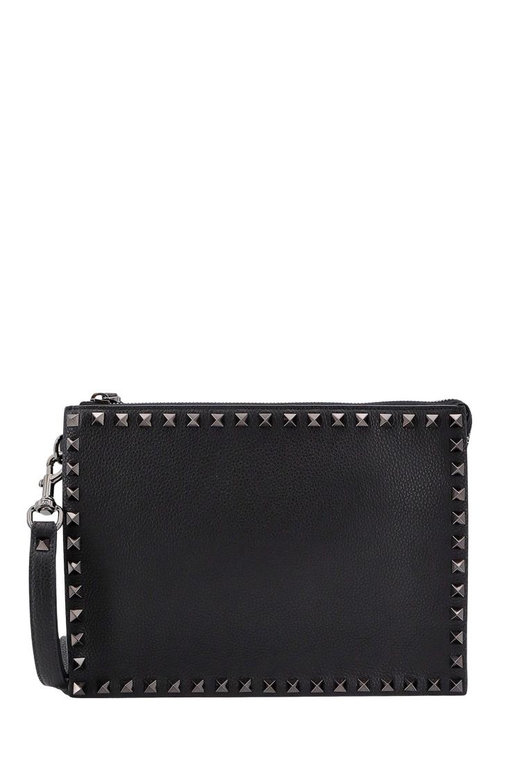 Leather clutch with iconic studs - VALENTINO GARAVANI - Black