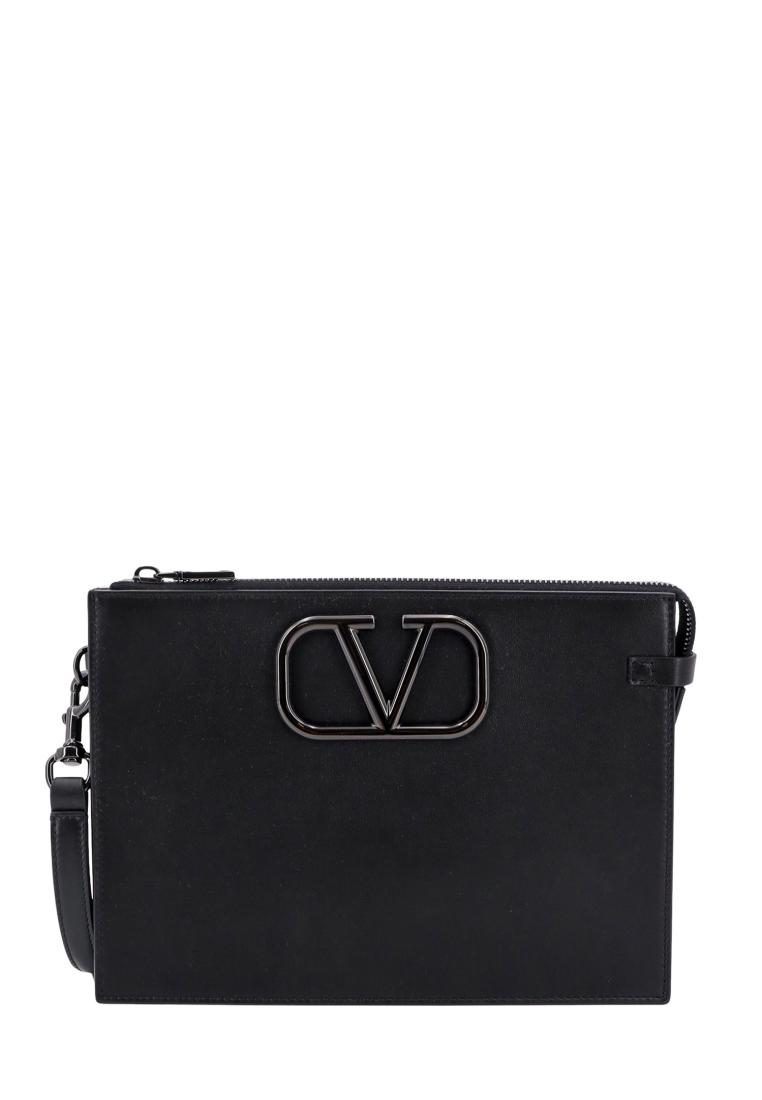 Valentino Garavani Leather clutch wutg VLogo Signature detail - VALENTINO GARAVANI - Black