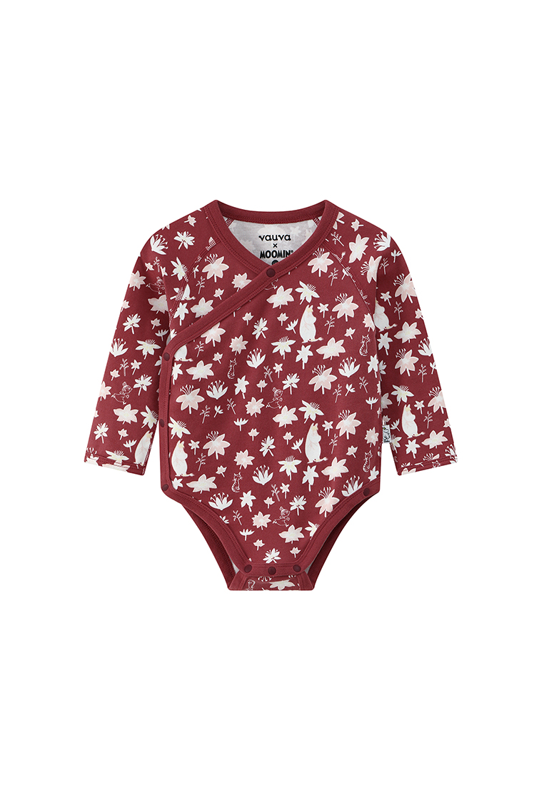 Vauva x Moomin FW23 - 女嬰姆明全印花棉質長袖包屁衣 (紅色)