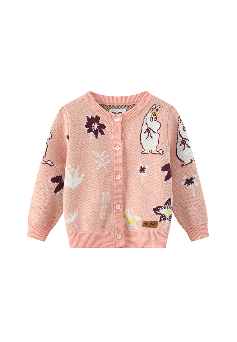 Vauva x Moomin FW23 - 女嬰姆明圖案長袖針織外套 （粉紅色）