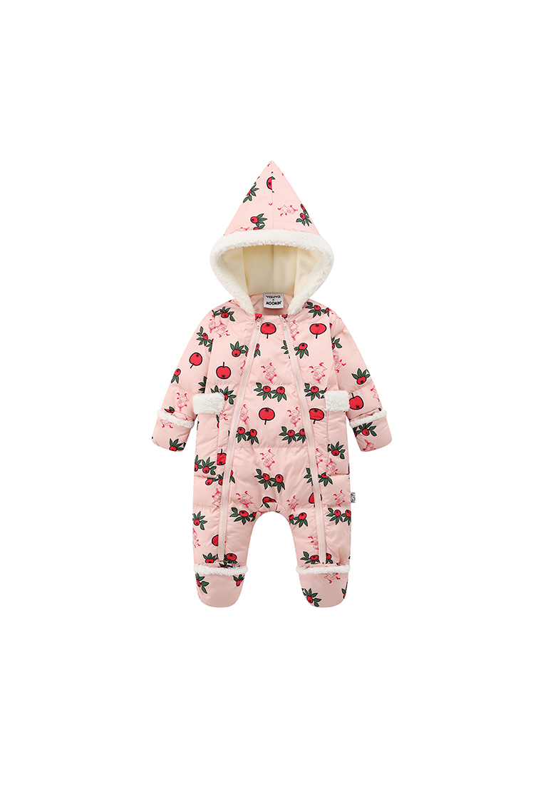 Vauva x Moomin FW23 - 女嬰水果圖案長袖連帽夾棉連身衣 (粉紅色)