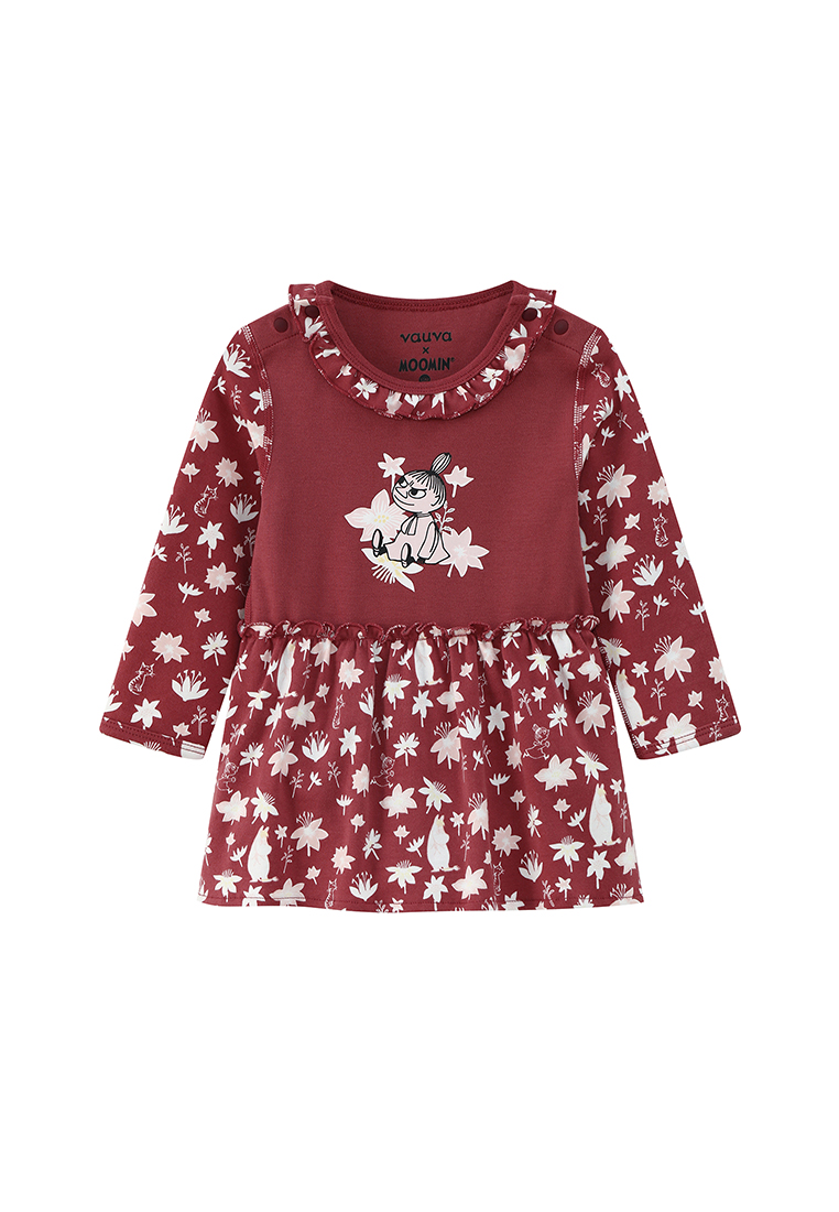 Vauva x Moomin FW23 - 女嬰棉質長袖連身衣 (紅色)