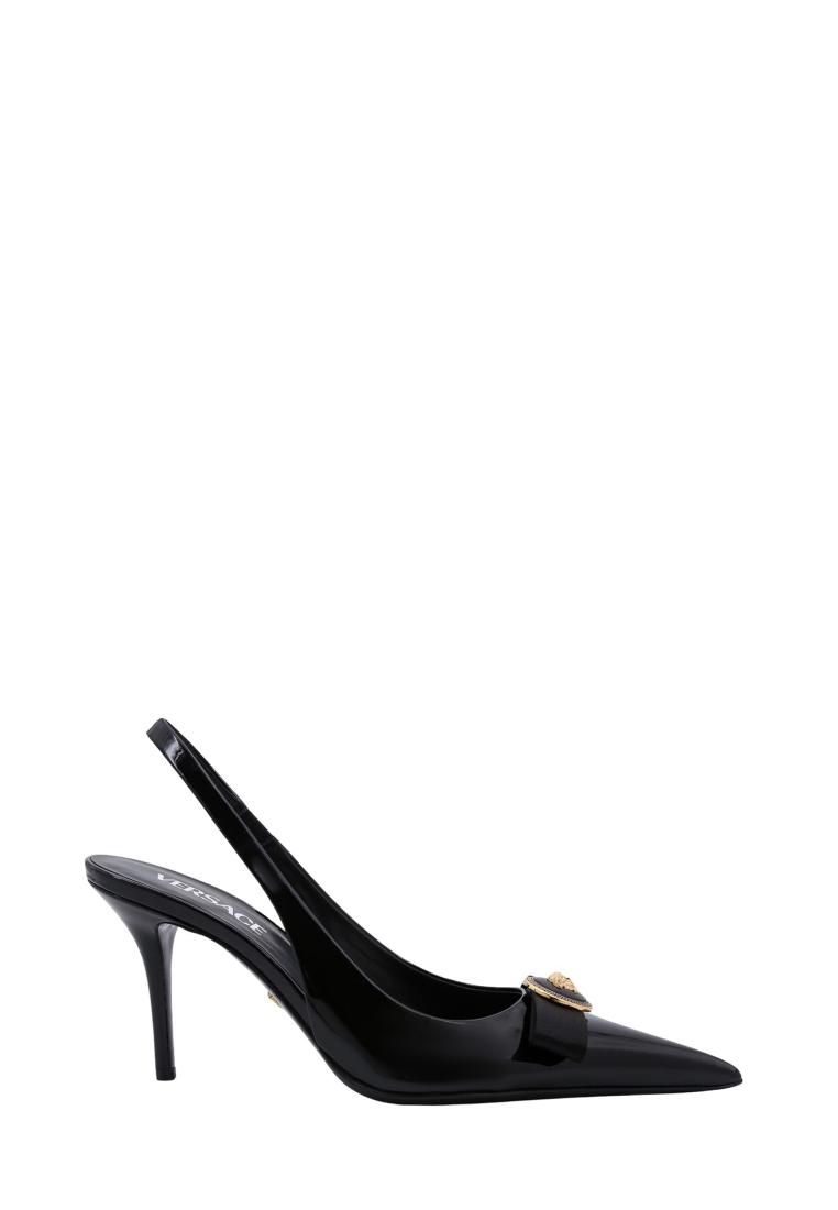 Versace Patent leather slingback with Gianni ribbon bow - VERSACE - Black