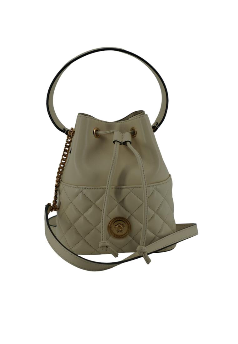 Versace Lamb Leather Small Bucket Shoulder Bag with Medusa Head Logo