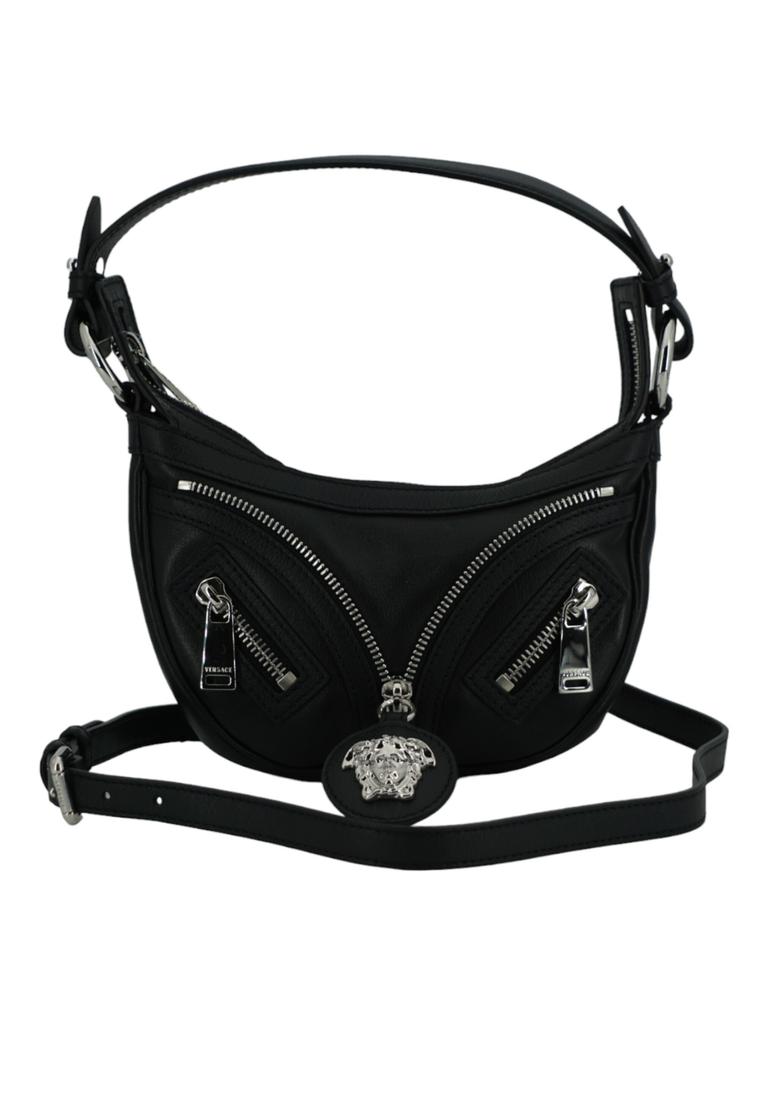 Versace Calf Leather Mini Hobo Shoulder Bag with Medusa Head Logo