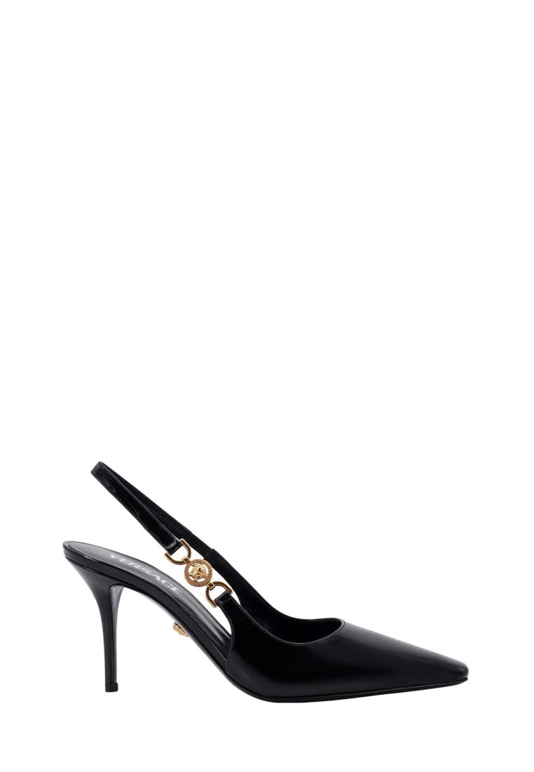 Versace Patent leather slingback with Medusa '95 detail - VERSACE - Black
