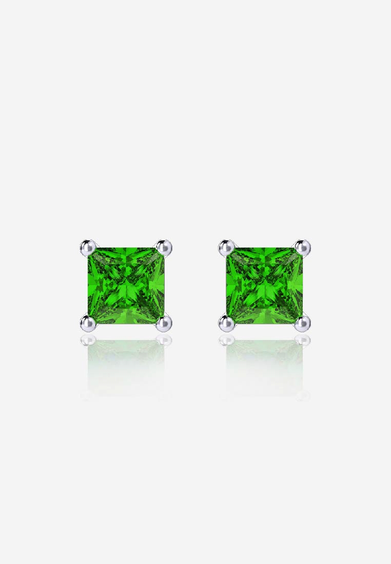 Vinstella Jewellery Square Stud Earrings - Forest Emerald