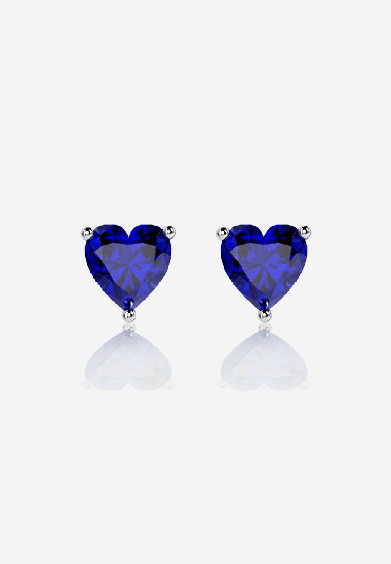 Vinstella Jewellery Elevated Heart Quartz Diamond Stud Earrings - Sky Sapphire