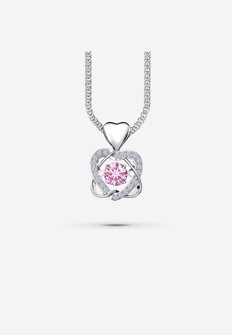 Vinstella Jewellery Vinstella Infinity Heart Dancing Pink Quartz Diamond Pendant