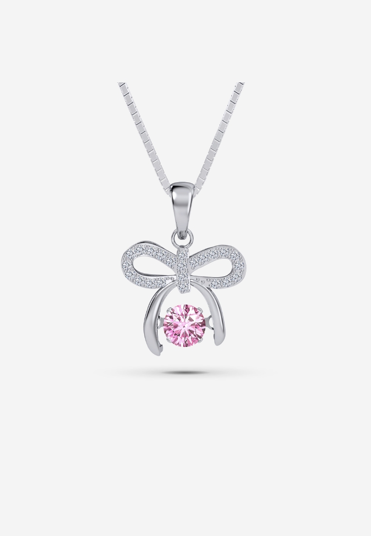 Vinstella Jewellery Vinstella Ribbon Dancing Quartz Diamond Pendant - Pink Quartz