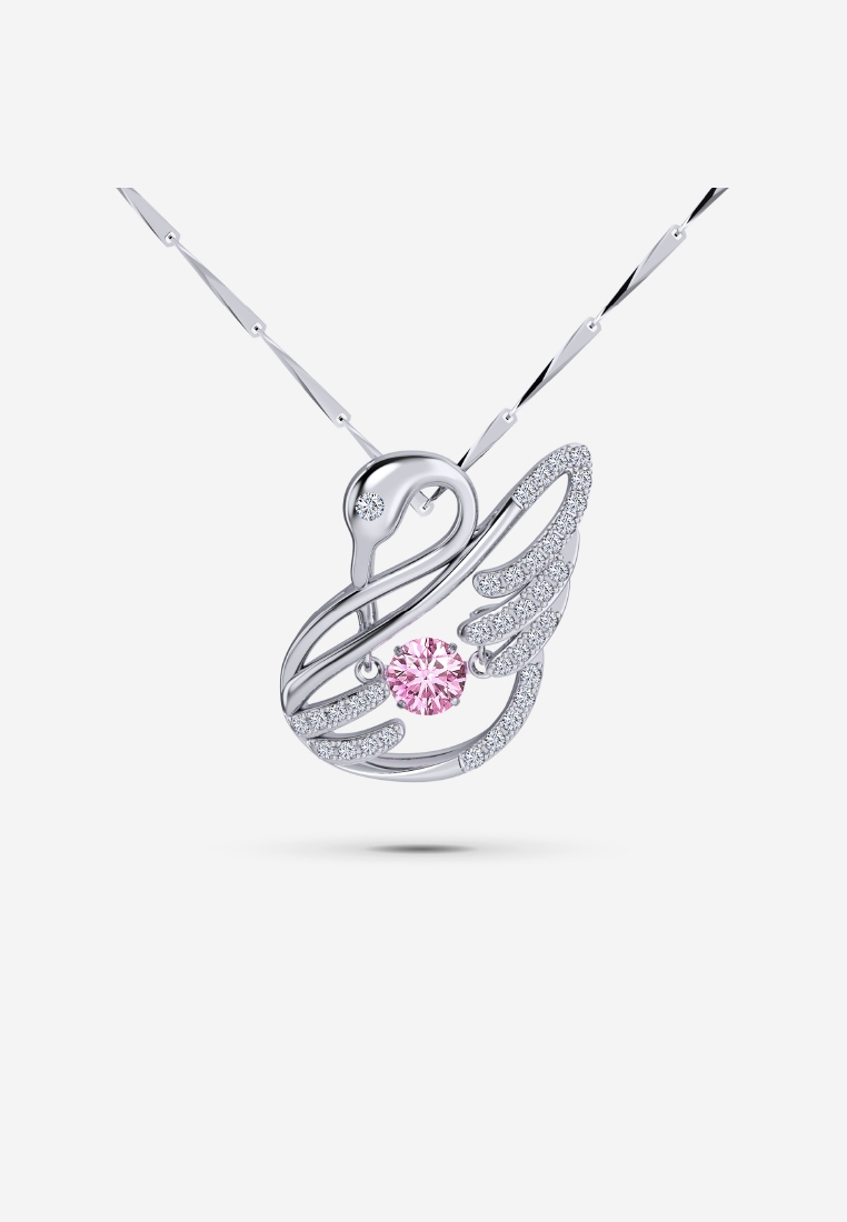 Vinstella Jewellery Vinstella Swan Pink Quartz Diamond Pendant