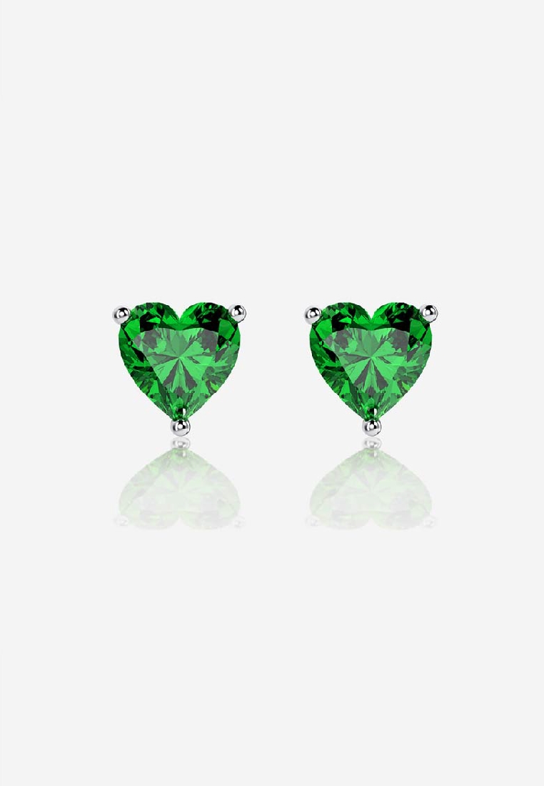 Vinstella Jewellery Vinstella Colourful Lavish Hearts Earrings - Forest Emerald