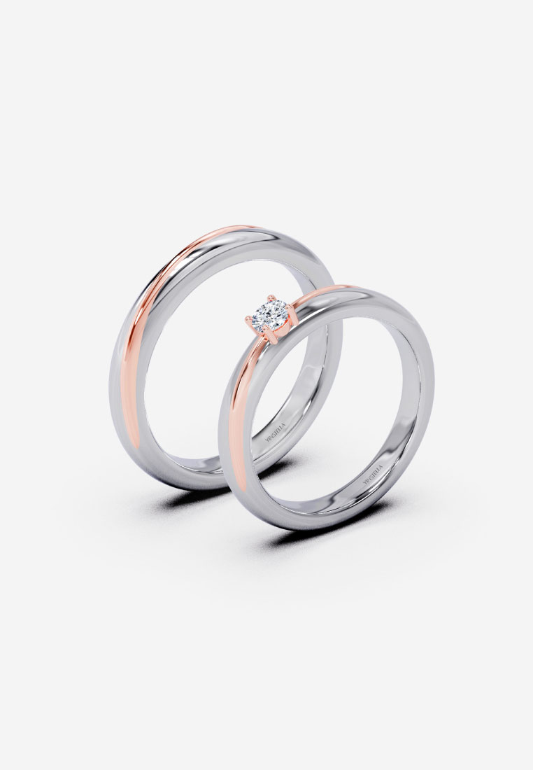 Vinstella Jewellery Simple Love Dual Colour Couple Ring - Men's
