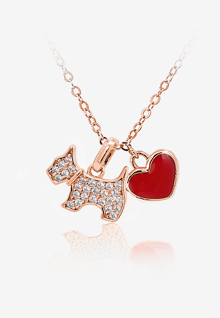 Vinstella Jewellery Pawfection Pendant With Quartz Diamond and Red Oynx - Rose Gold Plated