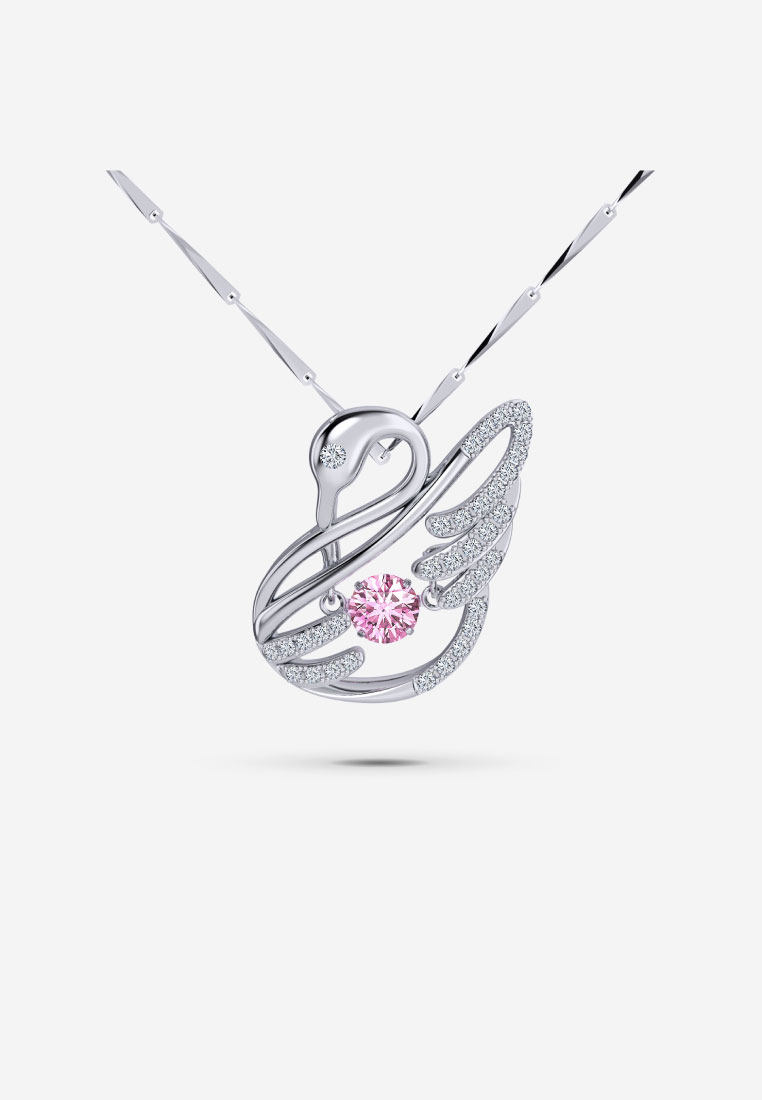 Vinstella Jewellery Vinstella – Swan Pink Quartz Diamond Pendant
