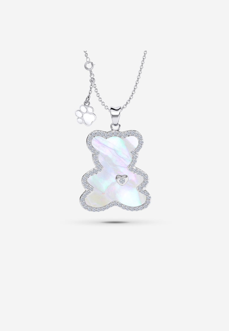 Vinstella Jewellery Vinstella Luvis Bear – Mother Of Pearl with Quartz Diamond 22mm (Silver)