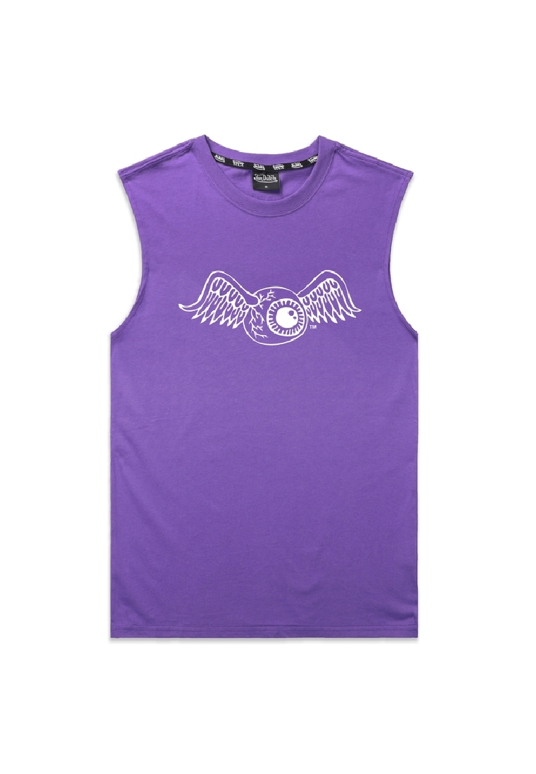 Von Dutch Unisex Flying Eyeball Purple Sleeveless T-Shirt