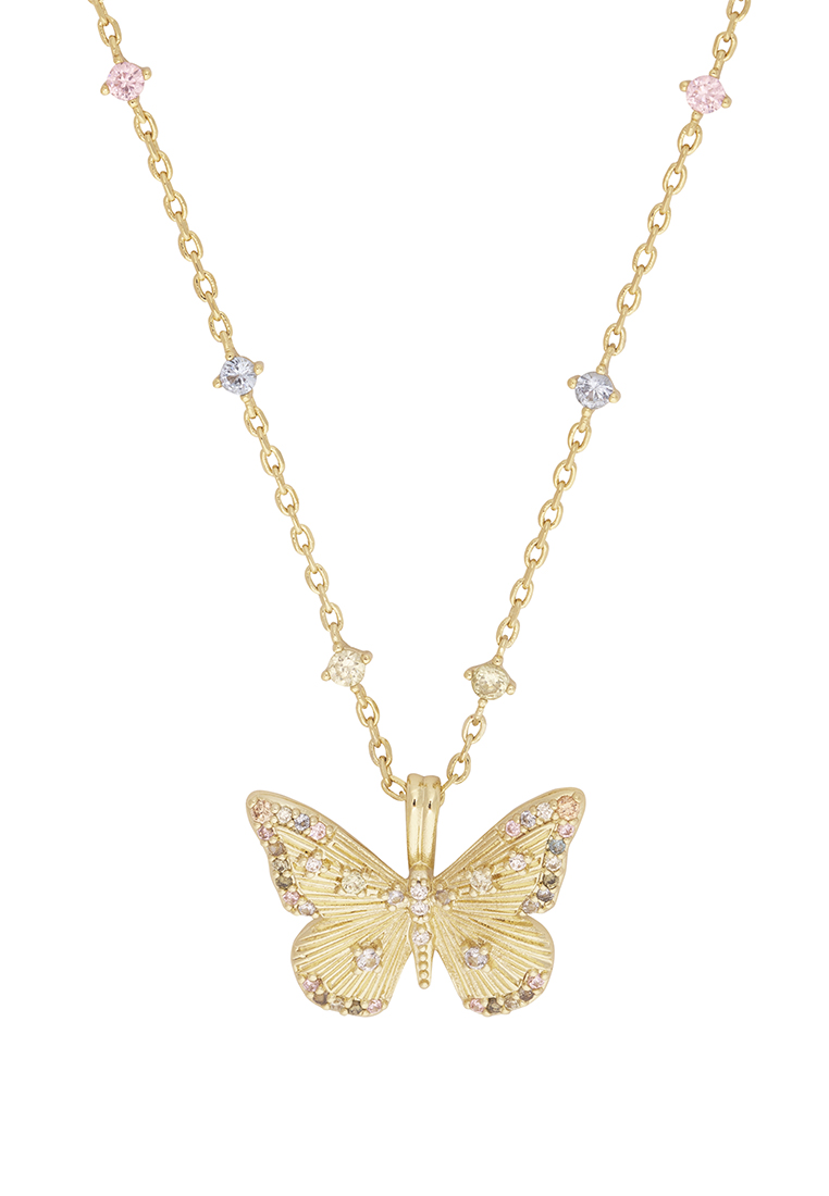 Wanderlust + Co Butterfly Rainbow & Gold Necklace