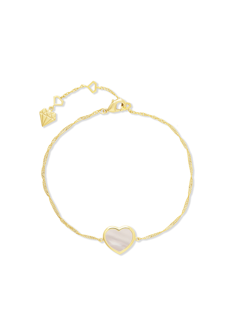 Wanderlust + Co Heart Pearl & Gold Bracelet