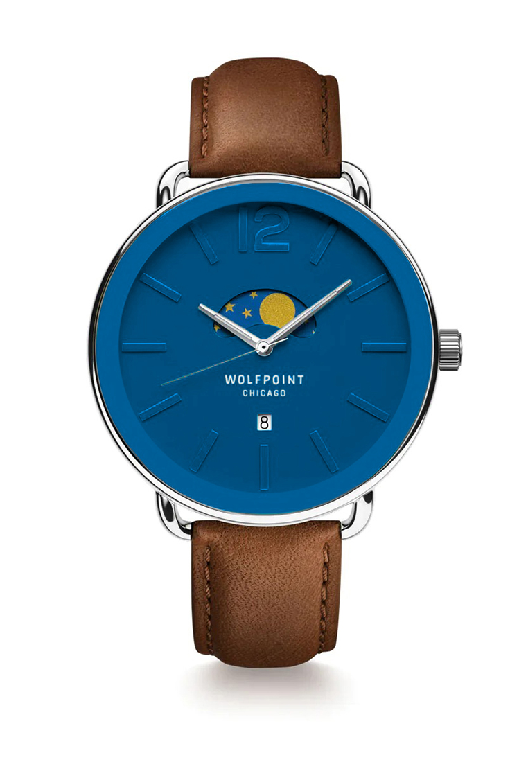 Wolfpoint 月相機芯 - Navy Blue - Horween Leather Strap