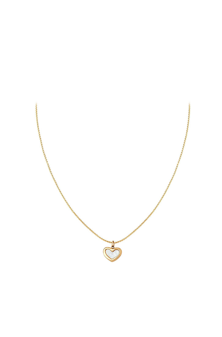 YOUNIQ LUNA 2.0 18K 金鈦合金可調式心形珍珠母貝項鍊