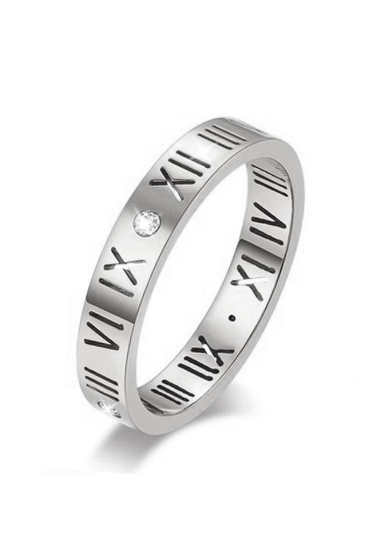 YOUNIQ 羅馬明亮式切割鑽石銀色戒指作爲訂婚派對戒指