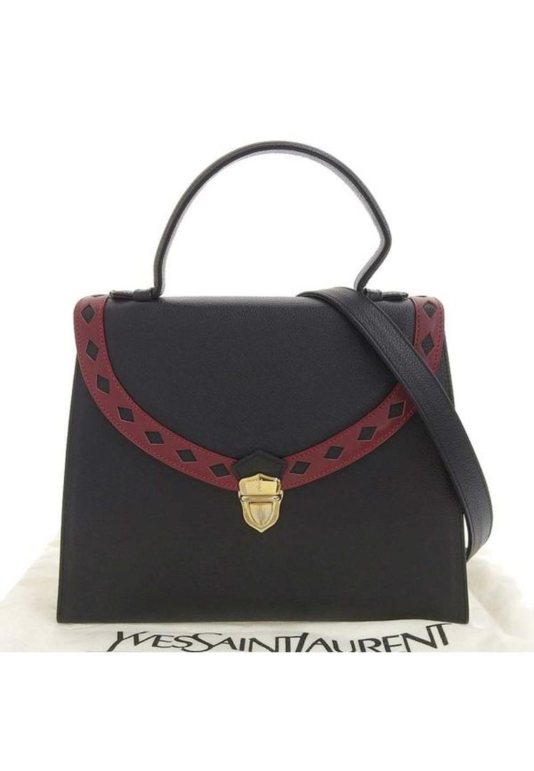 Yves Saint Laurent YSL Women's Black Leather Diamond Cut Handbag in Black